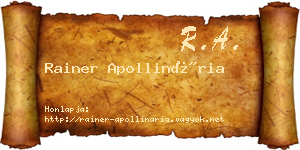 Rainer Apollinária névjegykártya